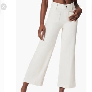SPANX High Rise Cropped Wide Leg Jeans - White